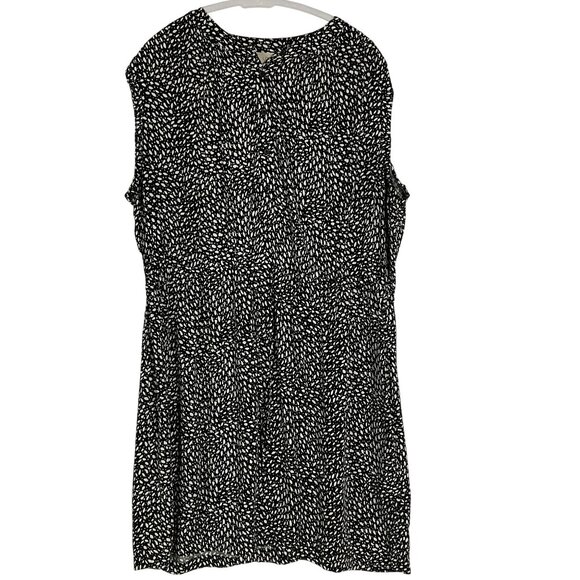 LOFT Outlet Sleeveless, Drawstring Waist Dress, Black/White print, XL, rayon - Picture 1 of 10